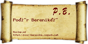 Poór Bereniké névjegykártya